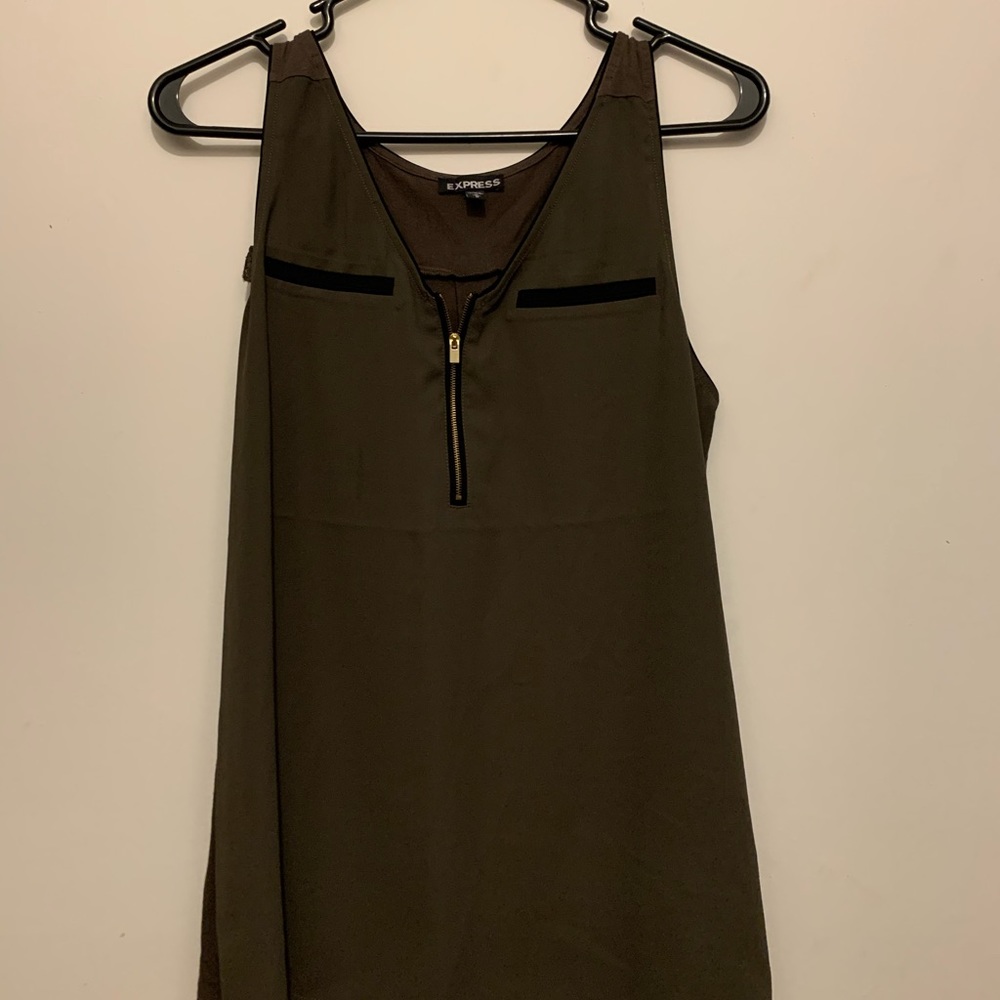 EXPRESS Army Green Shirt with Zipper